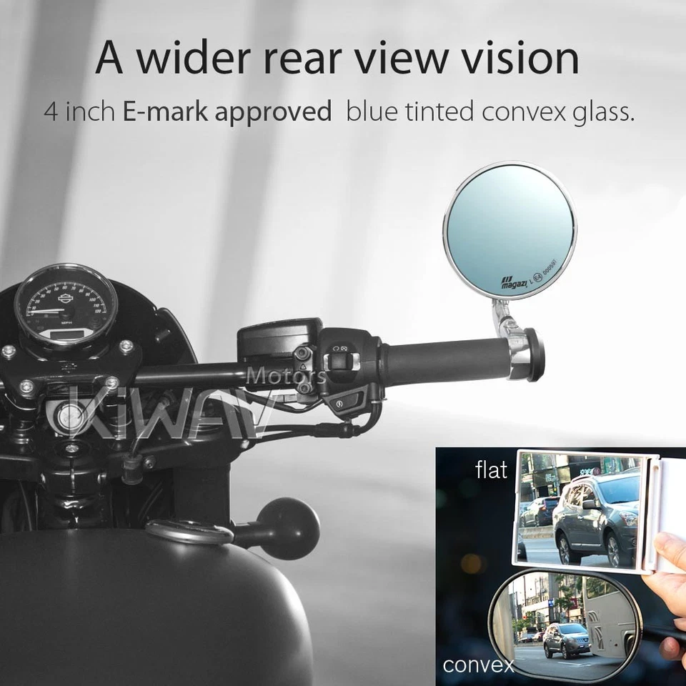 Espejo retrovisor de extremo de barra redonda BOB cromado para Triumph Bonneville 17'-up T100, 16'-up T120 Foto 3 de 4