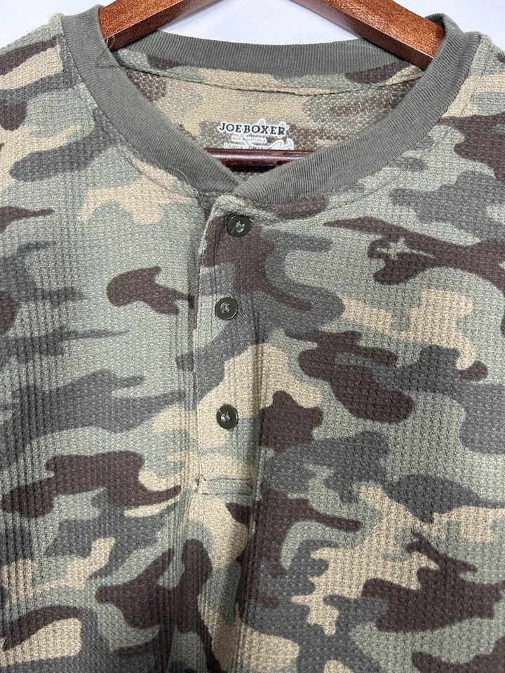 Camisa Joe Boxer Para Hombres Camuflada Y2K Waffle Térmica Henley Dexter Kill Ejército Punk Talla L Foto 3 de 4