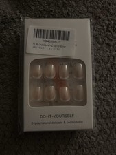 24pcs Short Square White French Full Cover Natural Artificial Nails with Box