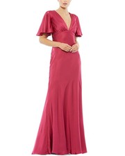 Mac Duggal Flounce Sleeve Trumpet A-Line Gown Women's Red 4