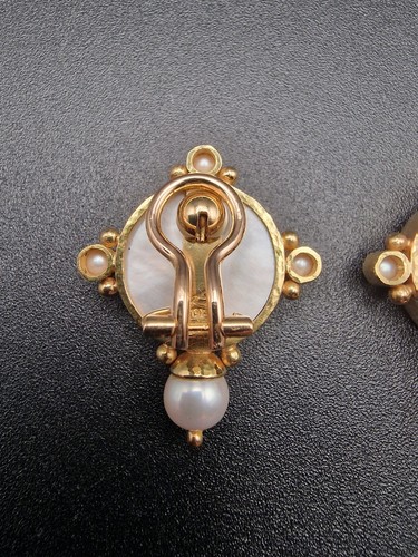 19ct Gold Elizabeth Locke Earrings Intaglio Glass Pearls Clip On RARE Not 18ct - Picture 6 of 24