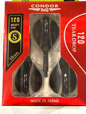 CONDOR AXE 120 BLACK TEARDROP DART FLIGHTS SHORT 18 MM 3 WING SHIP FREE NEW