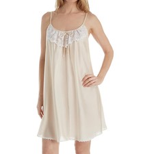 Amanda Rich 165-SH Spaghetti Strap Lace Trim Knee Length Gown