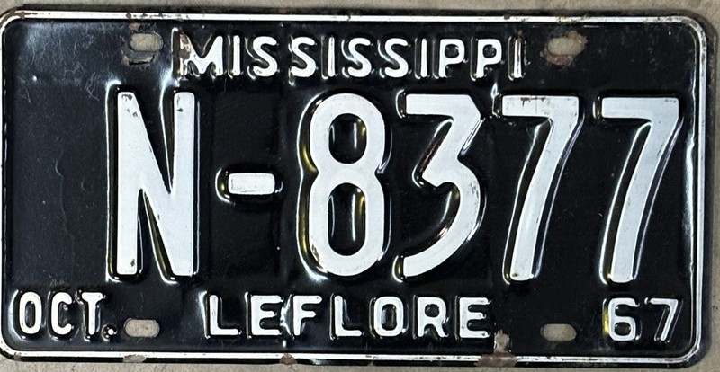 1967 Mississippi License Plate