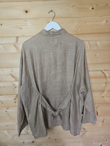 Flax by Jeanne Engelhart Blazer Size Large 100% Linen Beige Pockets Lagenlook - Picture 4 of 10