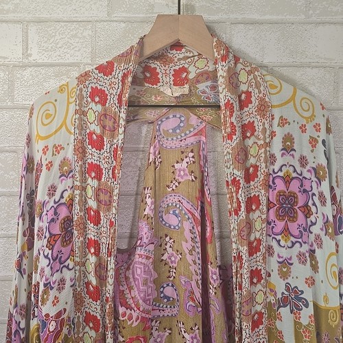 Free People Staubtuch Kimono Damen Einheitsgröße Blumen asymmetrisch Cut Out Fee Boho - Bild 2 von 6
