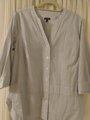 Talbot's Cotton Pinstripe Plus  Shirt / Tunic 1X - Classic Blue White Pinstripe.