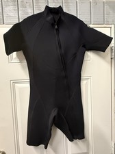 EVO 3 mm Shorty Wetsuit Sz Medium Short Sleeve Black Front Zipper Thailand
