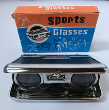 VTG 1950s Crystar Folding Binoculars Collapsible SPORTS GLASSES Japan w/ Box