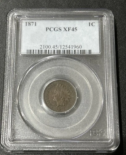 1871 Indian Head 1 Cent PCGS XF45