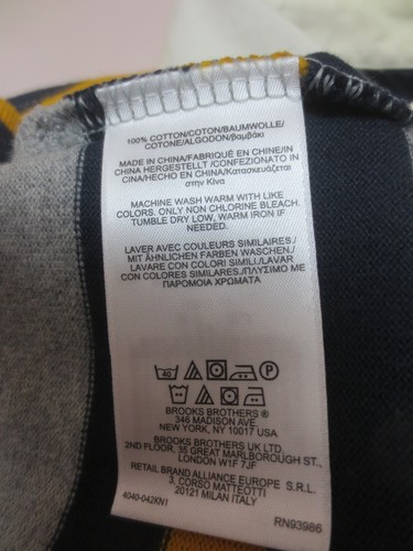 NEW Brooks Brothers XS (4-5) Blue, Grey And Yellow Striped Rugby Shirt.   - Picture 5 of 6