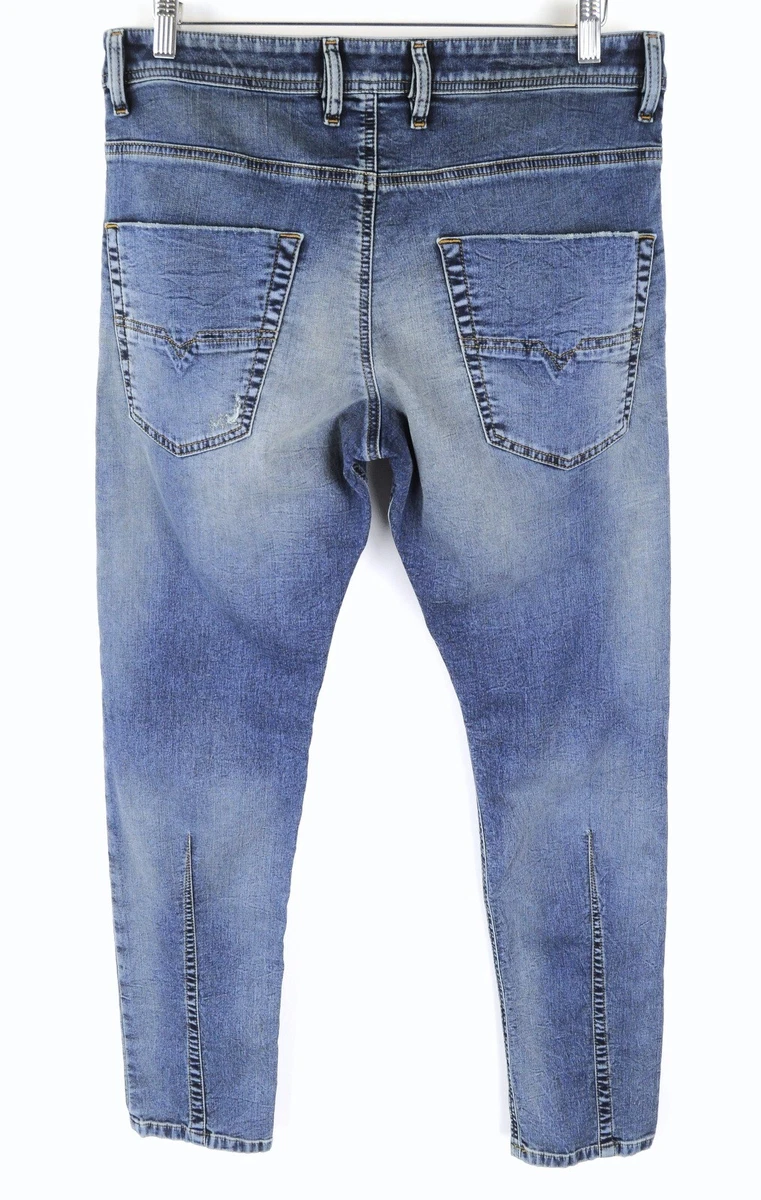 DIESEL Krooley CB-NE 084XA W32 Men Sweat Jogg Jeans Ripped Washed Aged Zip-Fly