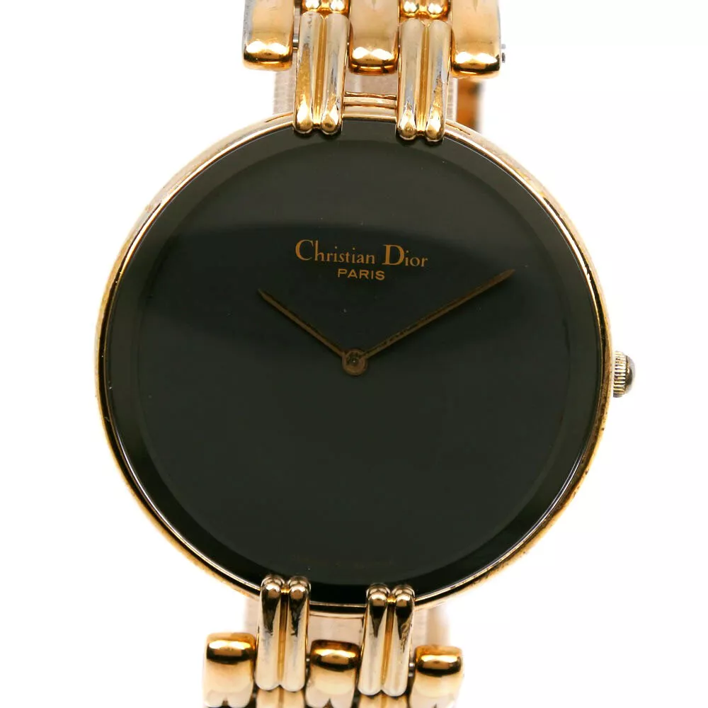 Dior 47 154 2 Bagira Watches blackDial Plated Gold Quartz Analog display mens