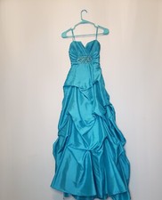 Jodi Kristopher Juniors 3 Formal Long Maxi Dress Blue Strapless Bridesmaid Prom