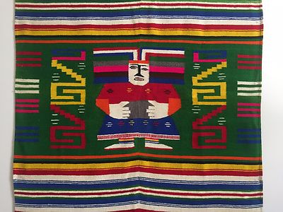 VINTAGE 1960'S HAND WOVEN MAYAN ZAPOTEC MEXICO MULTICOLOR WOOL