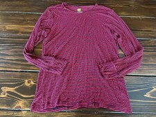 Spread Good Cheer Shirt, Womens Large, Red Black, Striped, Nursing Scrub Top