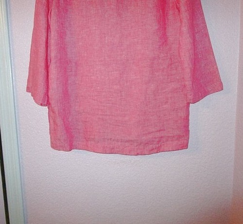 Tahari Side Button Linen Tunic Top Size S Oversized V-Neck  Lagenlook Coastal - Bild 11 von 12