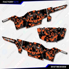 Black & Orange Distressed Graphics kit fits Polaris General 4 Door 16-23