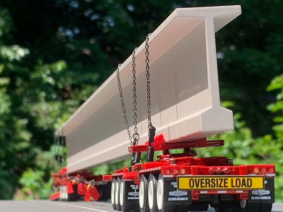  1/64 DCP RED FONTAINE LOWBOY, BUNK & ELK RIVER AXLE HYDRA STEER TRAILER & BEAM - Image 2 of 4