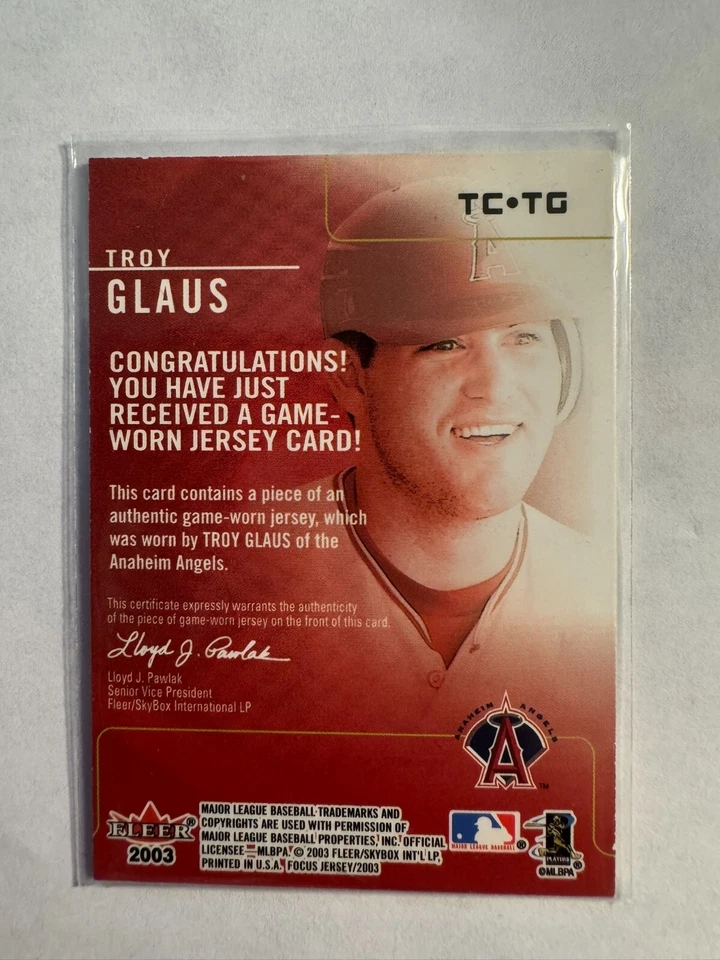 2003 Fleer Focus Jersey Edition - Team Colors Troy Glaus #8TC - Image 2 of 2