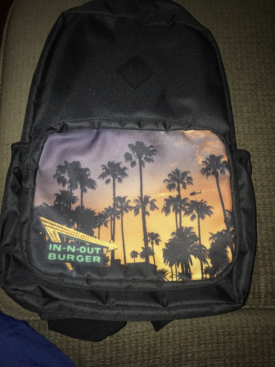 インアンドアウトバーガー　ボストンバッグ In-N-Out Burger Backpack California Sunset Palm Tree Black