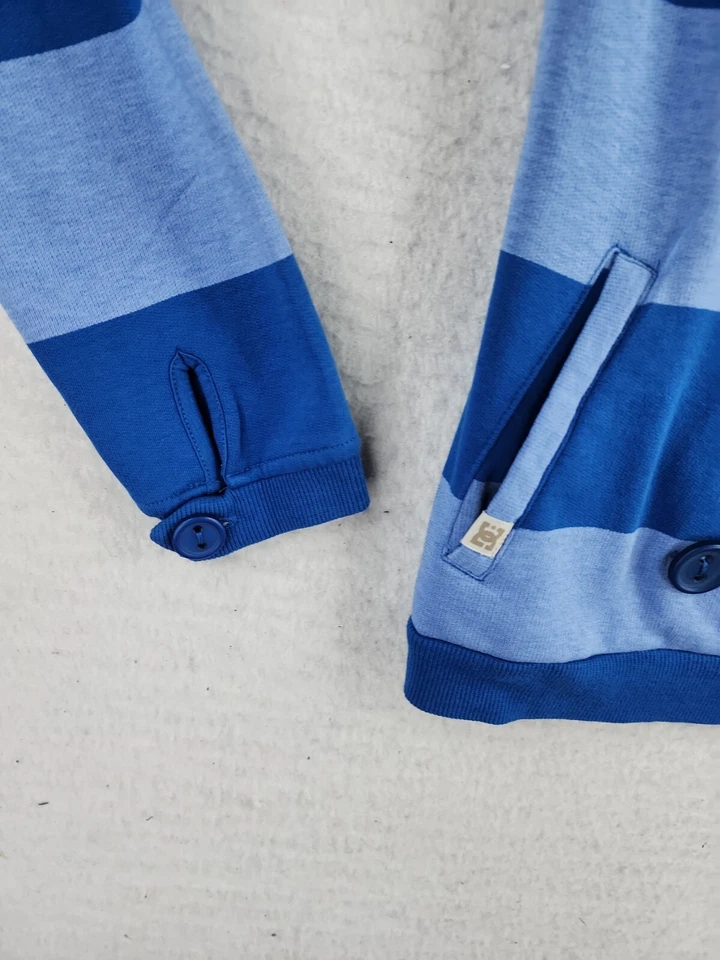 DC Shoes Blue Striped Button Front Regatta Jersey Sweater Womens Large - Image 3 of 4