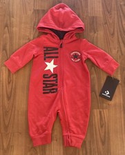 Converse All Star Red Infant One Piece Zip Up Hoodie, Size 3 Month, NWT.