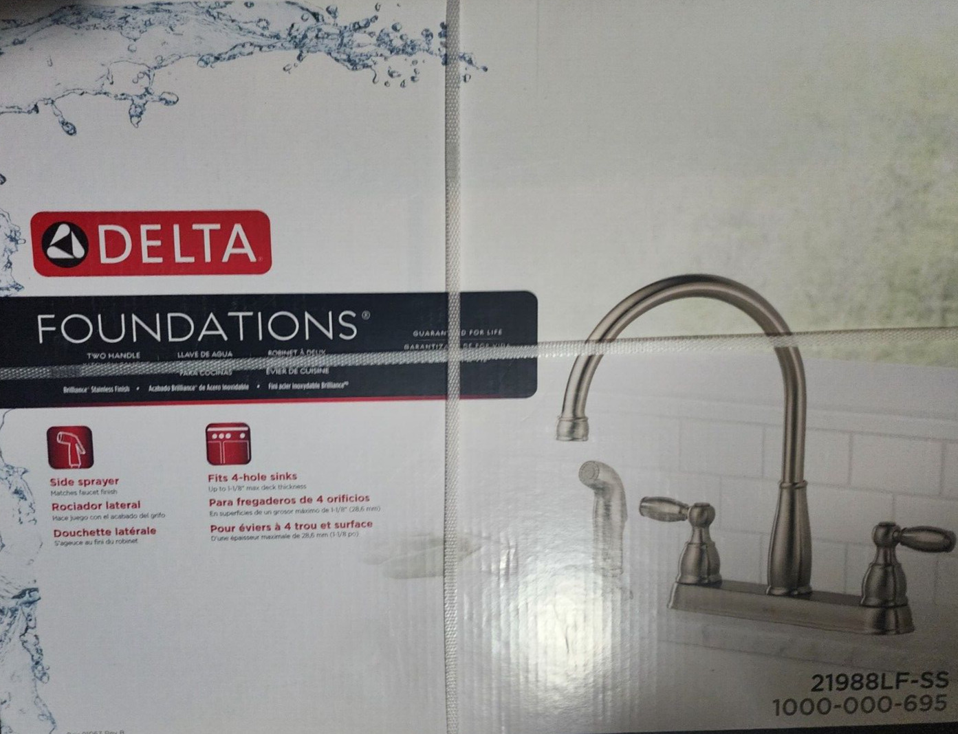 Delta Foundations 2-Handle Standard Kitchen Faucet with Side Sprayer in Stainles