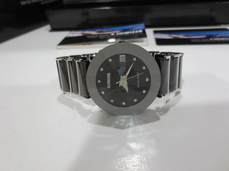 Reloj pulsera Jowissa para mujer J5.214.XL pirámide negro PVD acero negro cerámica Foto 3 de 4