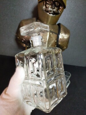 Nikka Armor Whiskey Knight Silver Empty Decanter & Set of 6