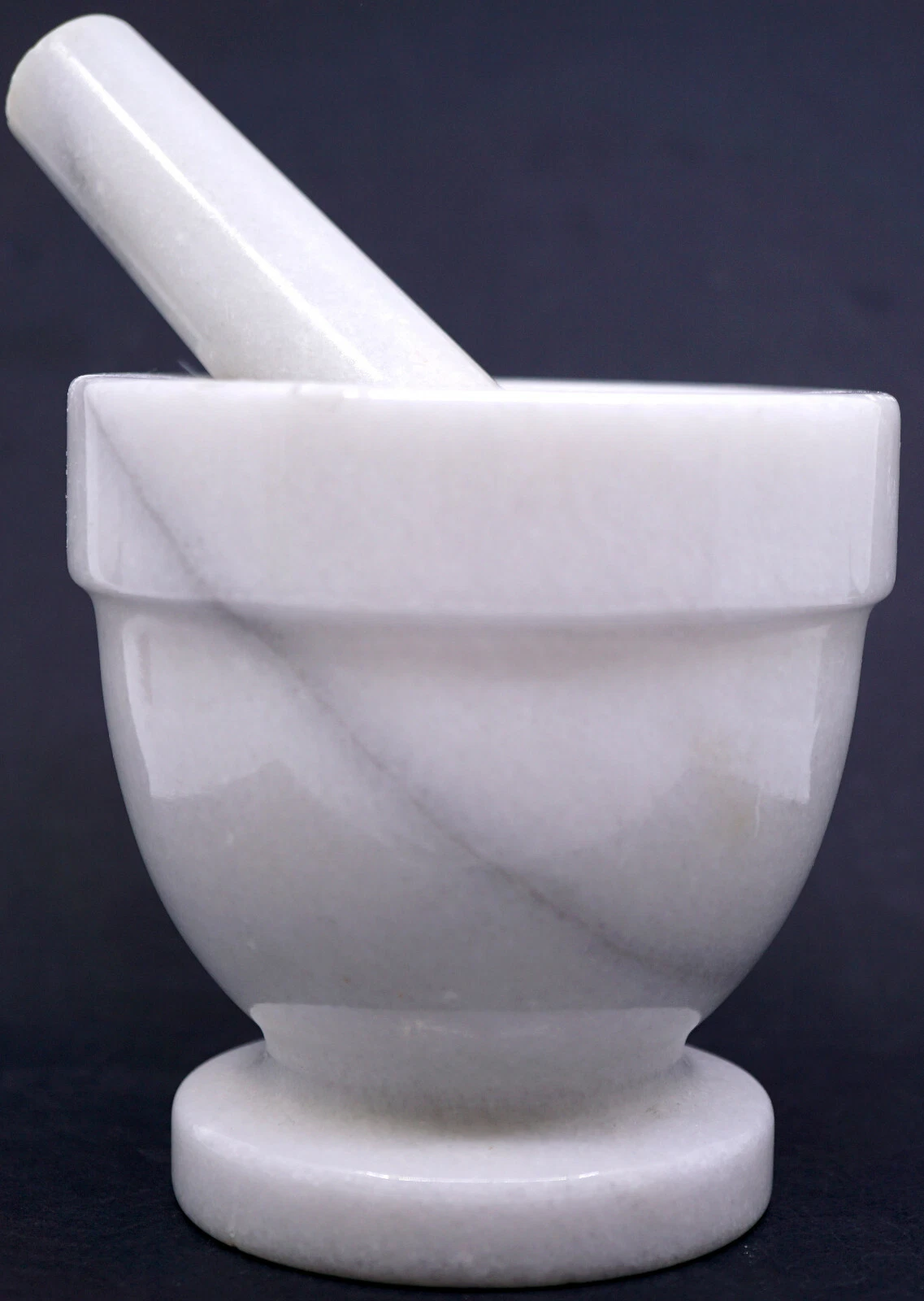 WHITE MARBLE MORTAR & PESTLE APOTHECARY GRINDER