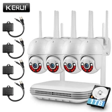 KERUI WIFI Wireless Security Camera System Audio 8CH NVR 4MP CCTV Kit 1TB HDD US
