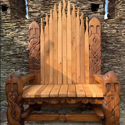 Wood Diy King Chair Handcrafted Viking Throne Chair – Unique