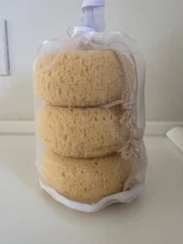 3 Natural Elements Foam Bath Sponges with reusable mesh bag cords suction cups