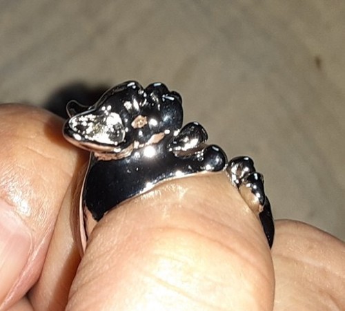 Anello cane piccolo tono argento bigiotteria moda divertente taglia 6 - Foto 10 di 12