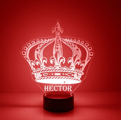 Kings Crown Light Up, Personalized FREE, LED Desk Lamp, Engraved Gift, w/Remote
