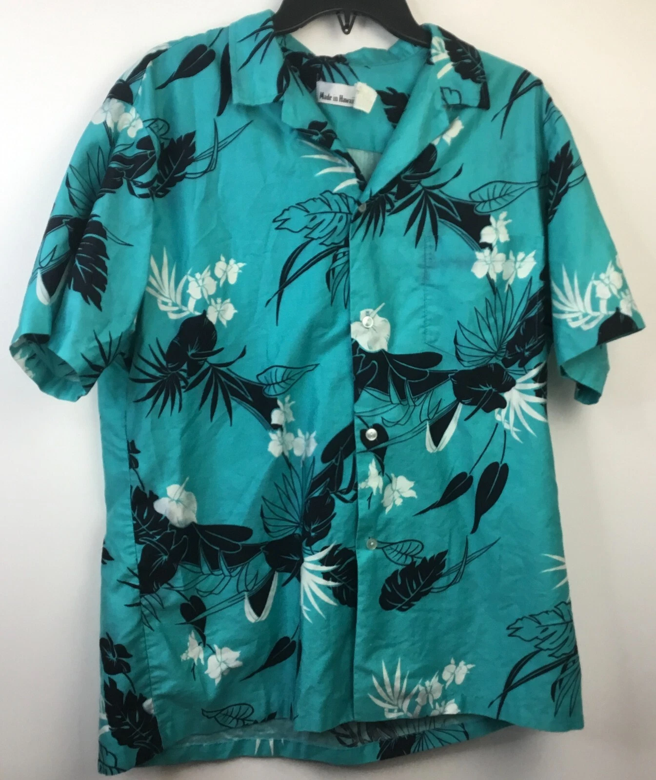 Made in Hawaii Men's Cotton Large Multicolor Floral Short Sleeve Button Up Shirt