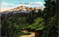Pikes Peak from Ute Pass near Woodland Peak Colorado Vintage Postcard