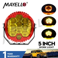 5" 7"Round LED Work Light Bar Pod Spot Flood Combo Amber Side Shoot Offroad Boat