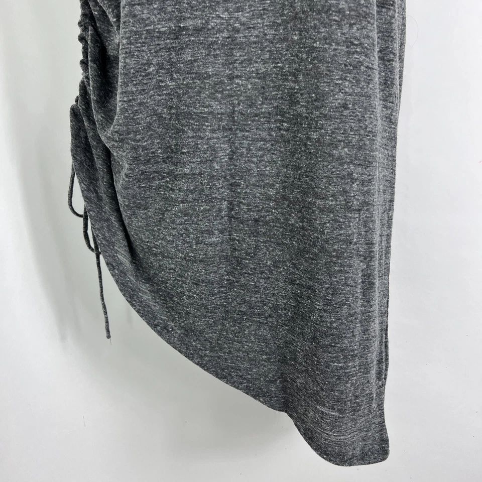 Camiseta Semilla Mostaza Mujer Mediana Manga Corta Cuello Redondo Asimétrica Acanalada Gris Foto 3 de 4