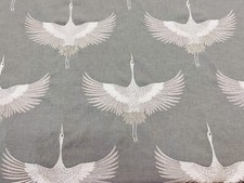 Stout Amazing Embroidered Birds in Flight Fabric- Aldrin / Grey 2.10 yds ALDR-8