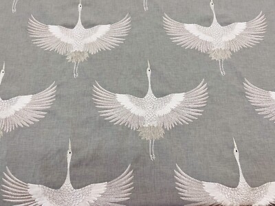 Stout Amazing Embroidered Birds in Flight Fabric- Aldrin / Grey 2.10 yds ALDR-8