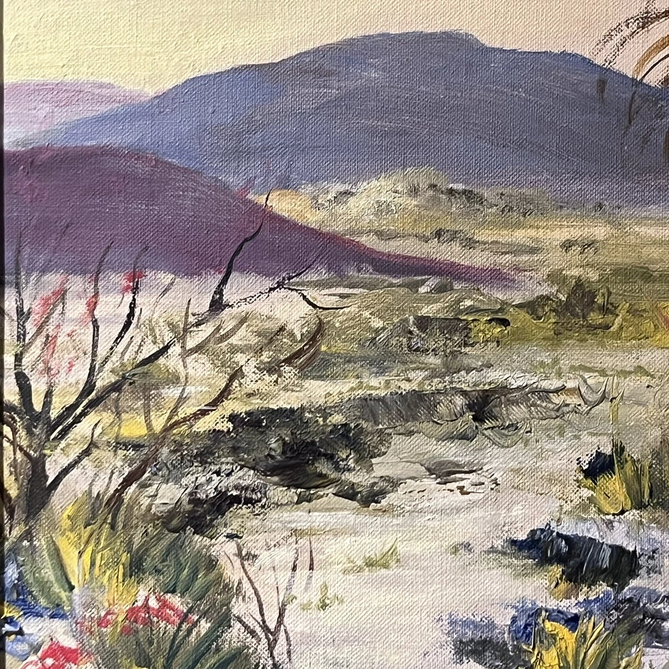 Pintura a óleo original de George William Coblentz paisagem do deserto emoldurada assinada - Imagem 3 de 4