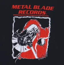 Metal Blade Records Skeleton rare design Black T shirt Graphic tee NH19874