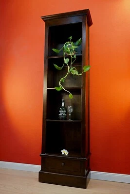 Mahagoni Bücherregal Holz Schrank Massivholz Regal kolonial Möbel Nussbaum braun - Bild 1 von 4