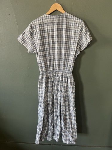 Vintage L.L. Bean Kleid Damen 14 Blau Knopfleiste Maxi Chambray Taschen Landhaus - Bild 2 von 3
