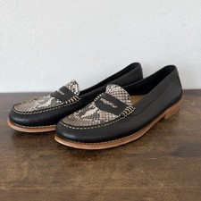 G.H. Bass  Co Weejuns Leather Whitney Snake Penny Loafers Black Brow Women's 11