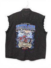 Sturgis Biker Motorcycle Rally 2007 2XL Vest Denim Jean Jacket Cutoff Vintage