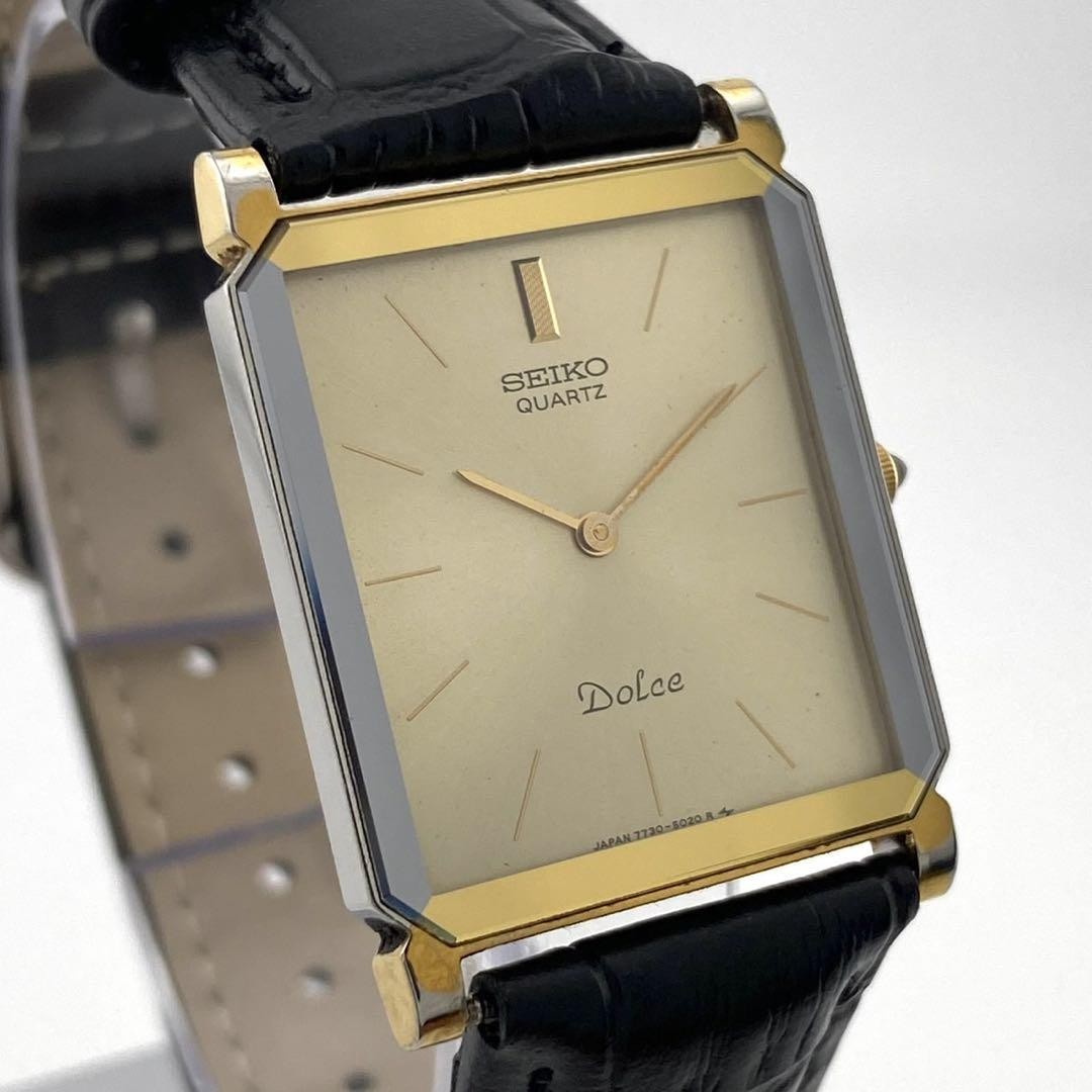 Seiko Dolce Men's Gold Black Watch Rare 2941 Battery