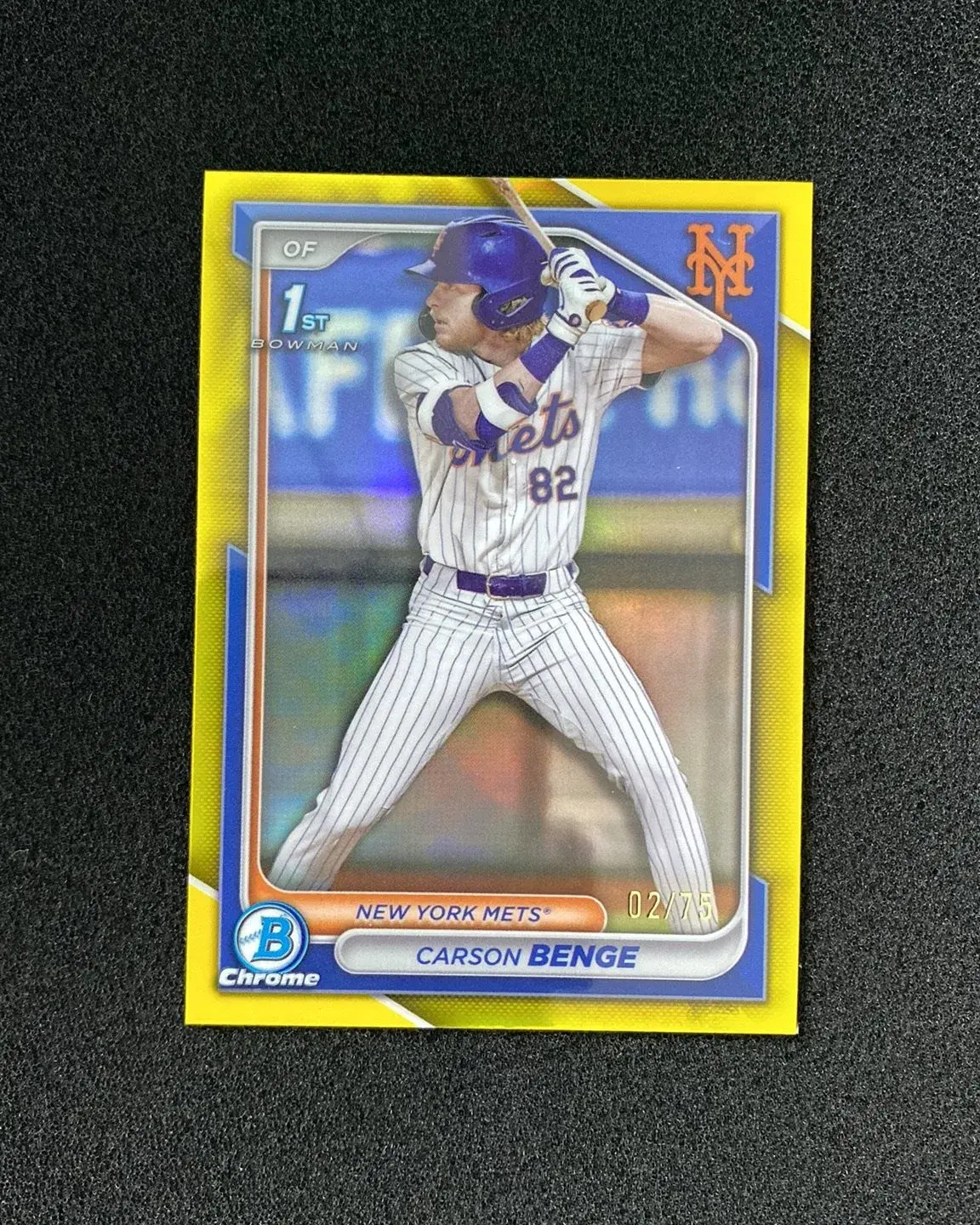 2024 Topps Bowman Draft Chrome Carson Benge #BDC-28 Yellow REF 02/75 1st QI95